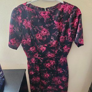 Vintage silk wiggle dress magenta and rose.